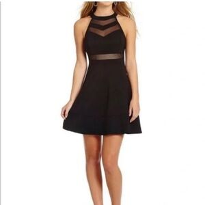 Honey and Rosie Black Mesh Skater Dress
